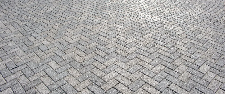 Patio pavers in a herringbone pattern in Las Cruces, NM.