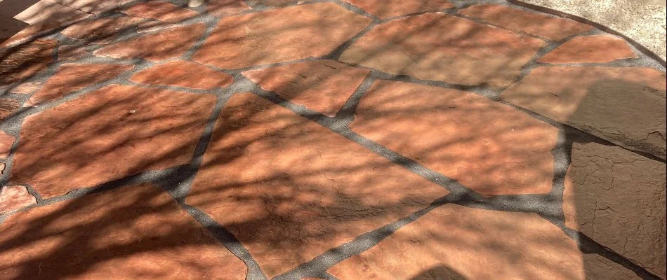 Brown stone paver for a patio in Las Cruces, NM.