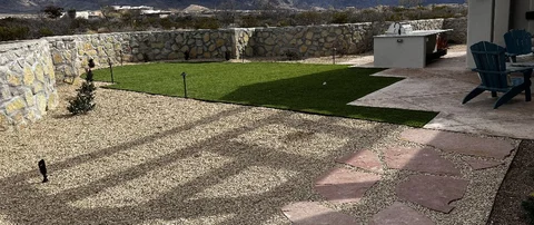 Rocks, artificial turf, and lighting in East El Paso, TX.