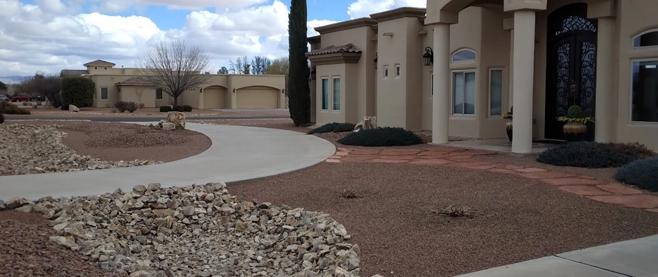 Rocks installed for landscape in Las Cruces, NM.