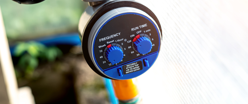 A timer controller for an irrigation system shown in El Paso, TX.