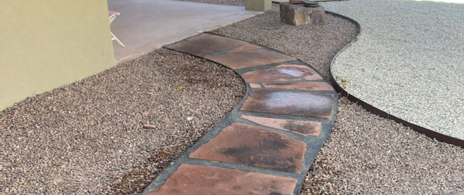 Walkway hardscape feature installed in Las Cruces, NM.